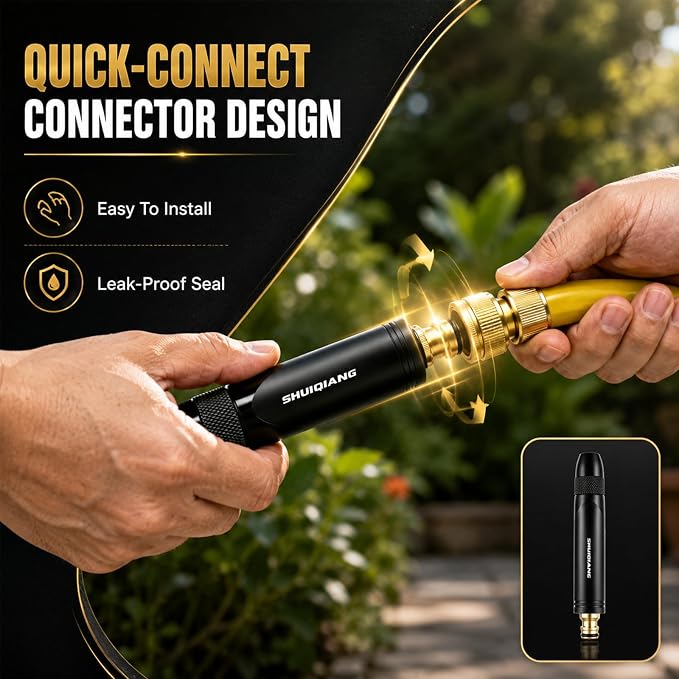 Home High-Pressure Car Wash Water Gun with Booster Nozzle,2026 New Multi-Function Water Jet Nozzle for Car,Black High Pressure Washer for Car Washing and Outdoor Cleaning(A+B)
