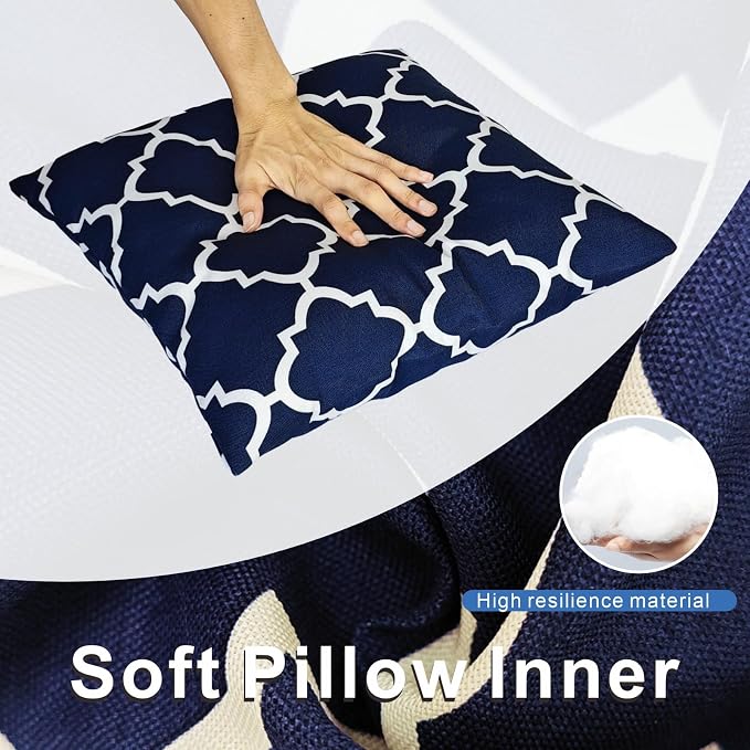 JMGBird Outdoor Patio Pillows Blue Outdoor Pillows Waterproof Throw Pillow | 18x18 Water-Repellent Throw Pillows with Insert Decorative Pillows for Home Furniture Patio