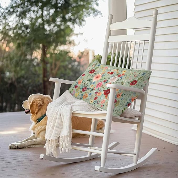 Vandarllin Outdoor Throw Pillows Covers 20x12 inch Set of 2 Waterproof Sage Green Floral Decorative Zippered Cushion Covers for Patio Furniture, Farmhouse Vintage Flower Lumbar Pillowcases