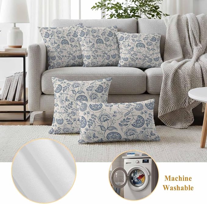 Outdoor Pillow Covers 26x26 Set of 2, Vintage Floral Waterproof Patio Throw Pillow Covers for Couch Sofa Chair, Summer Retro Flowers Farmhouse Decorative Pillowcases for Throw Pillows