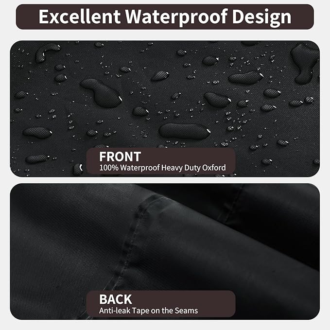 PureFit Outdoor Sectional Sofa Cover Waterproof Curved Patio Furniture Covers for Deck, Lawn and Backyard, 190Lx36Dx39Hx128FL, Black