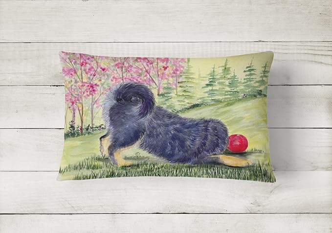 Caroline's Treasures SS8612PW1216 Tibetan Mastiff Canvas Fabric Decorative Pillow Machine Washable, Indoor Outdoor Decorative Pillow for Couch, Bed or Patio, 12HX16W