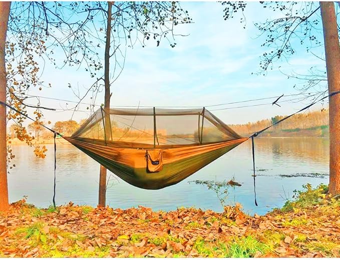 Sunyear Camping Hammock with Rain Fly and Net - Outdoor Hammock Accessories-Hammock Tent for Outside-Keep Side Wind&Rain-Large and Heavy Duty