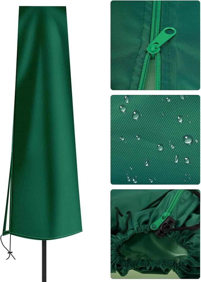 OKPOW Umbrella Covers for Outdoor Umbrellas - Small Patio Umbrella Cover for 6 ft to 9 ft Outdoor Table Umbrella - Waterproof Windproof Anti-UV Garden Parasol Covers, Green