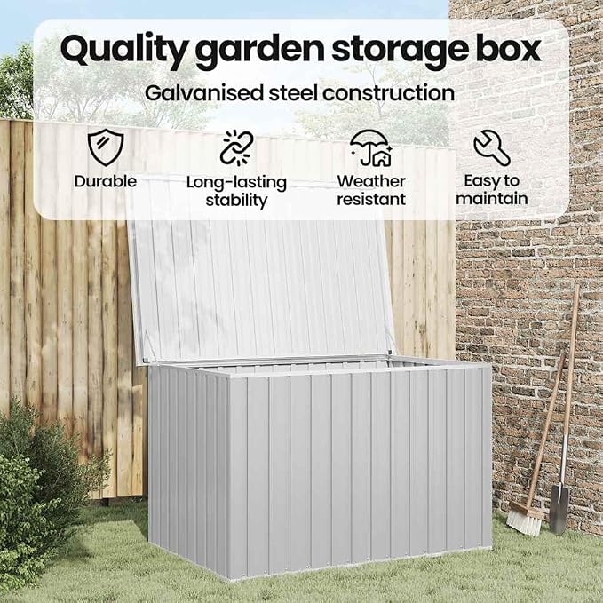 vidaXL Patio Storage Box, Deck Box with Lid, Outdoor Cabinet, Storage Chest for Outdoor Cushions Throw Pillows Garden Tools Pool Supplies, Gray