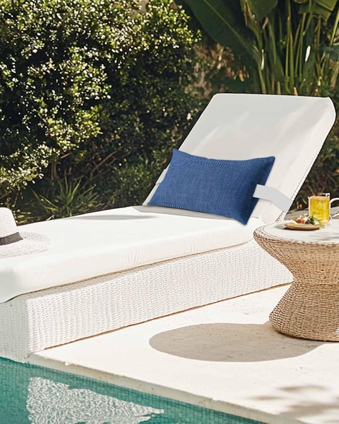 Pack of 4 Outdoor Lumbar Pillow Covers 12x20 Inch, Navy Blue Waterproof Throw Pillow Covers Set, Vintage Country Monochrome Farmhouse Indoor&Outdoor Decorative Cushion Cases for Patio Porch Beach