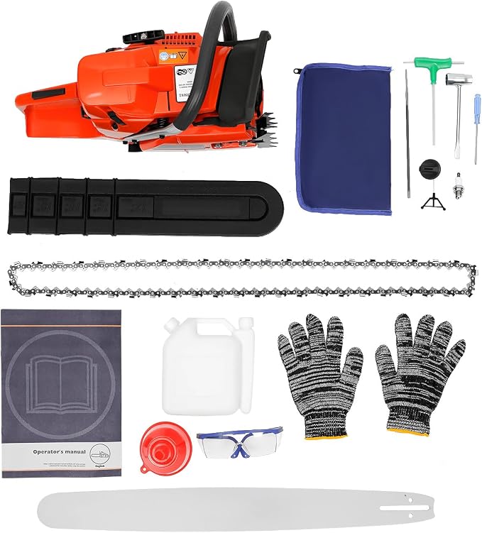 Gas Powered Chainsaw 71cc 2 Stroke, 28" Gas Chain Saws Petrol Saw Handheld Cordless Gas Chainsaw Garden Tool for Cutting Trees Wood Branch, With Safety Protection Kit