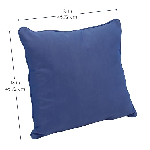 Factory Direct Partners Presidio Pillows 18" x 18" Solid Square Pillow Set with Piping; Decorative Throw Pillow for Indoor; UV, Fade, Weather-Resistant Olefin Fabric (2-Pack) - Denim Blue, 13810-122