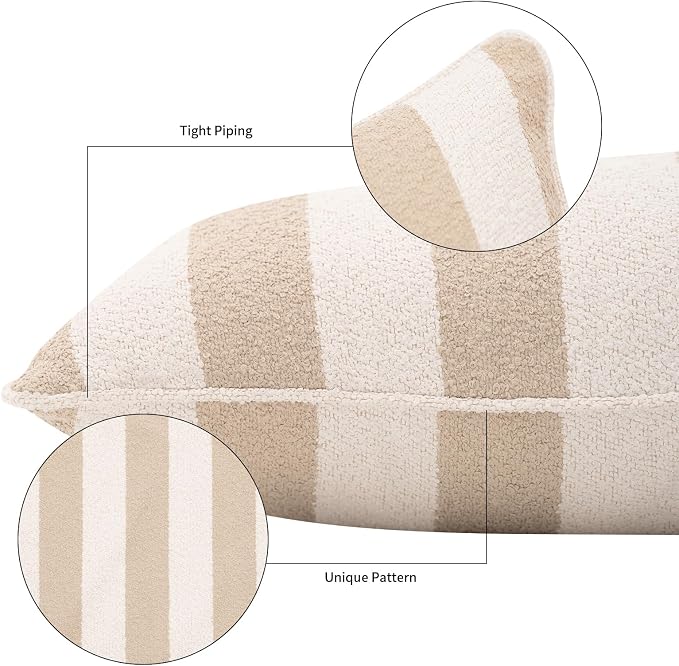 2 Pack Outdoor Throw Pillows 26" Patio Sofa Pillow,Khaki Stripe | Water-Resistant Outdoor Cushions,Decorative Pillows with Insert for Patio Garden Porch,Khaki Stripe