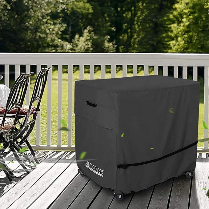 ULTCOVER Waterproof 80 Quart Patio Cooler Cart Rolling Ice Chest Cover 36L x 20W x 34H inch, Black