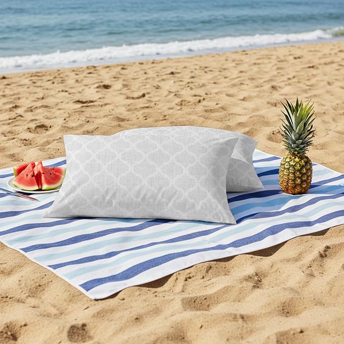 White Moroccan Outdoor Pillow Covers 20x12 Inch Lumbar Pillow Covers Set of 2 Waterproof Decorative Throw Pillow Cases Boho Morocco Geometric Quatrefoil Grid Cushion Covers for Patio Furniture Garden