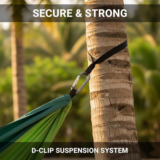 Outdoor Hammock, Double Camping Hammock with Tree Straps and Carabiners, Portable Hammock for Backpacking Beach Patio Garden Yard Camping Accessories