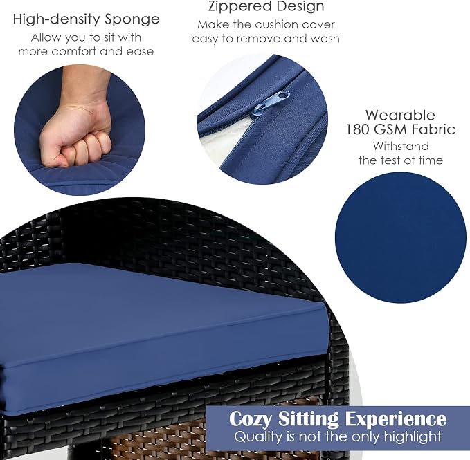 Tangkula 8 Pieces Rattan Furniture Set, Outdoor Conversation Set w/Chair & Loveseat & Tempered Glass Coffee Table, Suitable for Garden, Backyard, Poolside, Patio Furniture Set for 8 (2, Blue)
