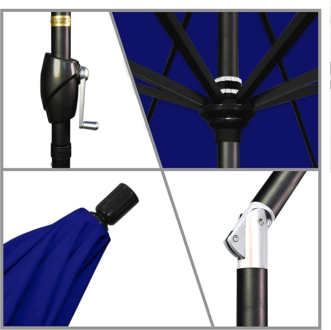 California Umbrella 7.5' Round Aluminum Market Umbrella, Crank Lift