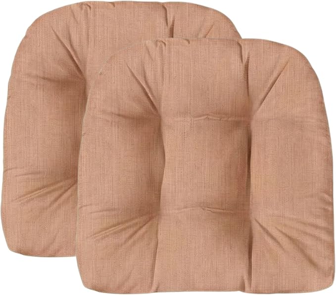 RSH DECOR: Sunbrella Tufted Wicker U-Shape Cushions Set of 2 | 19” x 19” | Outdoor Seat Cushions for Patio Furniture| Crafted with Sunbrella Performance Fabric | Made in USA (Cast Petal Pink)