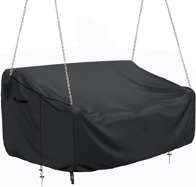 Porch Swing Cover Waterproof Outdoor Hanging Swing Cover Tear resistant All WeatherProof Patio Furniture Covers (Black, 85x45x(32-24)inch) (63x28x(32-24)Inch)