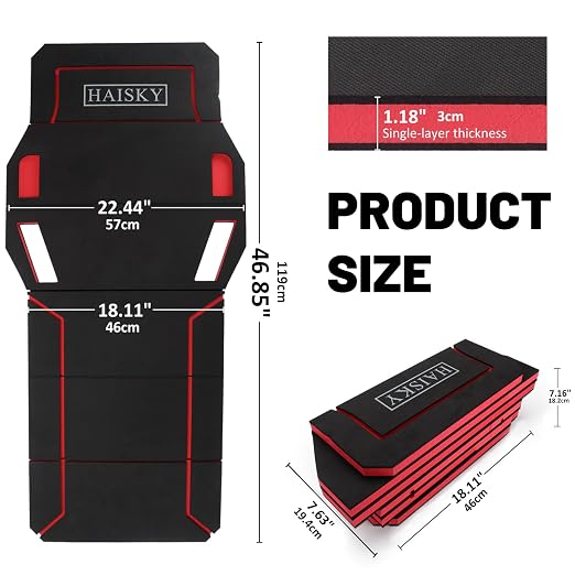 Foldable Mechanic Kneeling Pad,22.44" Wide EVA Foam Mat,1 Pack,Red | 1.2" Thick High Density Cushioning Foam Kneeling Mat with Tool Slots for Car Repair, Gardening, Yardwork,Auto-Repair,Camping
