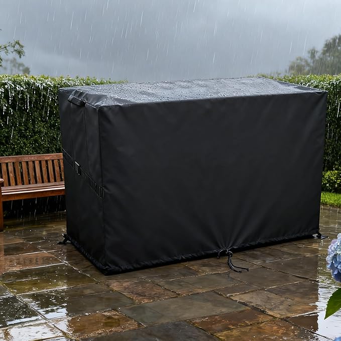Outdoor Storage Box Cover，Waterproof Resin Storage Bin Cover Deck Box Covers-57.28"L x 28.35"W x 22"H