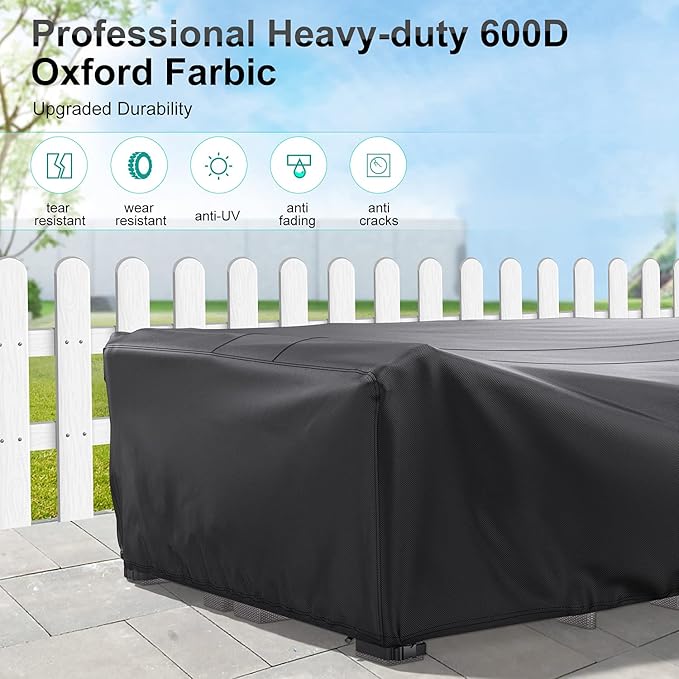 Patio Furniture Covers, Heavy Duty Outdoor Furniture Cover Waterproof, Sectional Sofa Set Cover Table and Chair Set Covers 124" L × 71" W × 29"