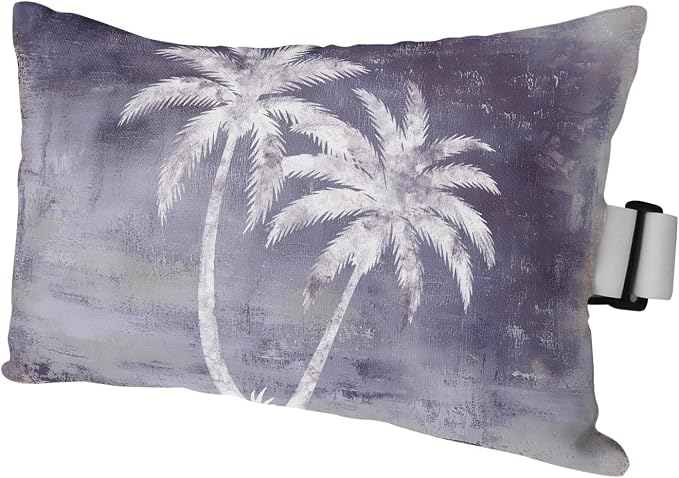 Palm Trees Tropical Outdoor Pillows for Chaise Lounge Chair Waterproof Lumbar Pillows with Insert&Adjustable Strap Beach Headrest Pillow Shabby Purple Summer Coastal Recliner Pool Pillow 12"x20"