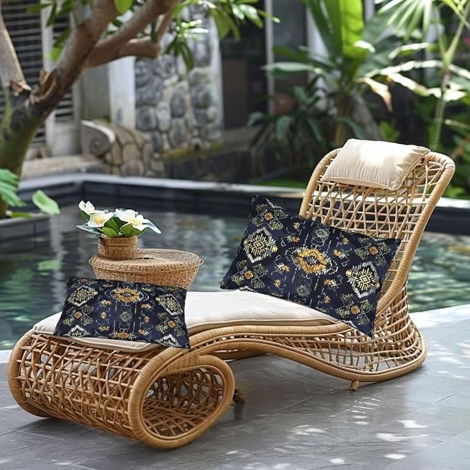 Outdoor Pillows Waterproof Set of 2 Outdoor Pillow Covers 16x24 Inch, Vintage Throw Pillows Bohemian Pillow Covers, Garden Decorative Pillows Outdoor Pillows for Patio Furniture Car Home Decor -hs396