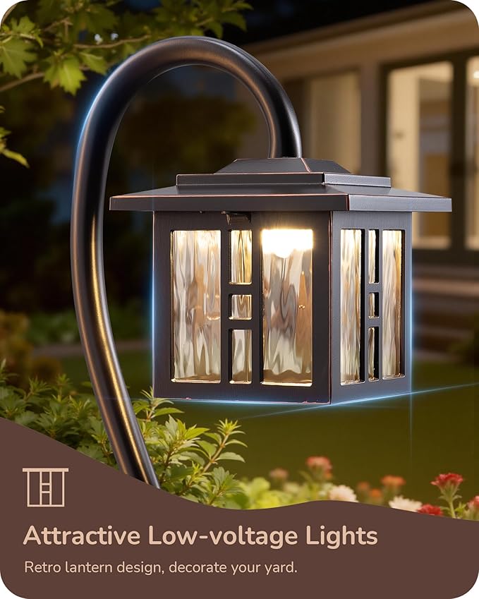 EDISHINE Low Voltage Landscape Lighting, 3W 185LM Oil-Rubbed Bronze Outdoor Landscape Path Lights for Garden Driveway, Die-Cast Aluminum, 50,000H Integrated LED, 4-Pack