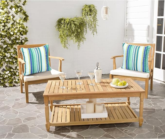 Enipate Inserts Included Outdoor Throw Pillows, Pack of 2 Striped Water Resistance Stuffed Pillows for Patio Furniture Decor 18x18 in