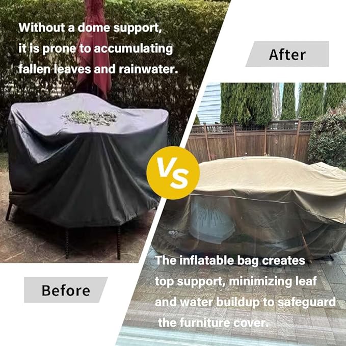 Patio Furniture Cover Airbag Convenient Inflatable Sofa Bag for Outdoor Use Prevents Water & Snow Pooling Inflatable Outdoor Furniture Cover Support (47"x39")