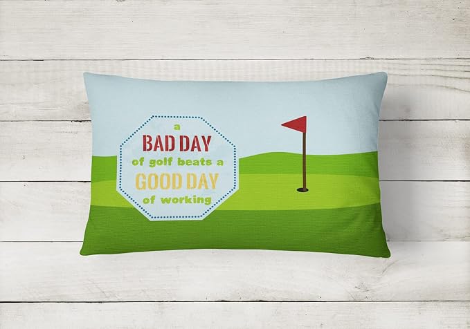 Caroline's Treasures SB3091PW1216 A Bad Day at Golf Canvas Fabric Decorative Pillow Machine Washable, Indoor Outdoor Decorative Pillow for Couch, Bed or Patio, 12HX16W