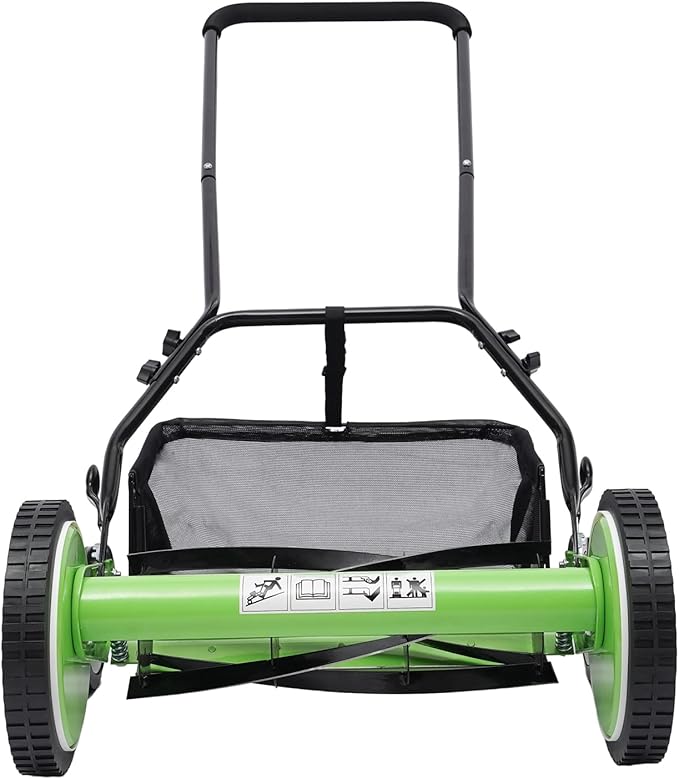 16” Manual Push Reel Lawn Mower Push Lawn Sweeper with 23L Collection Bag, 5 Blades