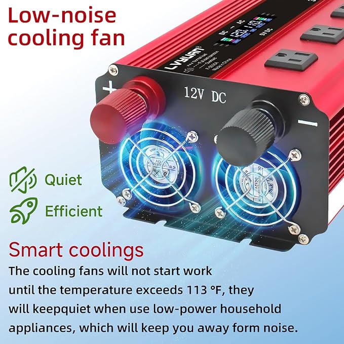 1000W Power Inverter for Vehicles,DC 12V to 110V AC,3 AC Outlets & 4 USB Ports car Plug in Adapter Outlet with 1 Cigarette Lighter Ports car Power Inverter