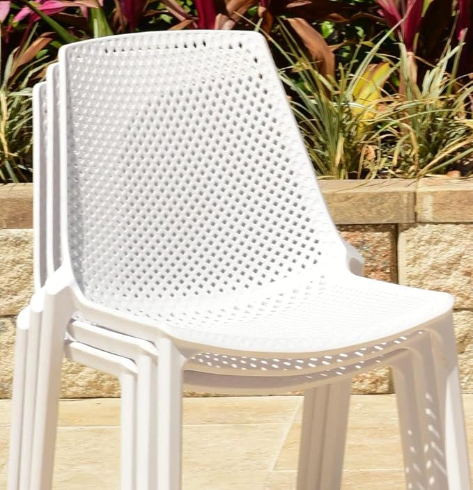 Urban Elements Melbourne 9-Piece Round Patio Furniture Set | Teak Finish 100% FSC Eucalyptus Wood | Backyard Furniture, Outside Table and Chairs, Outdoor Dining Set, White