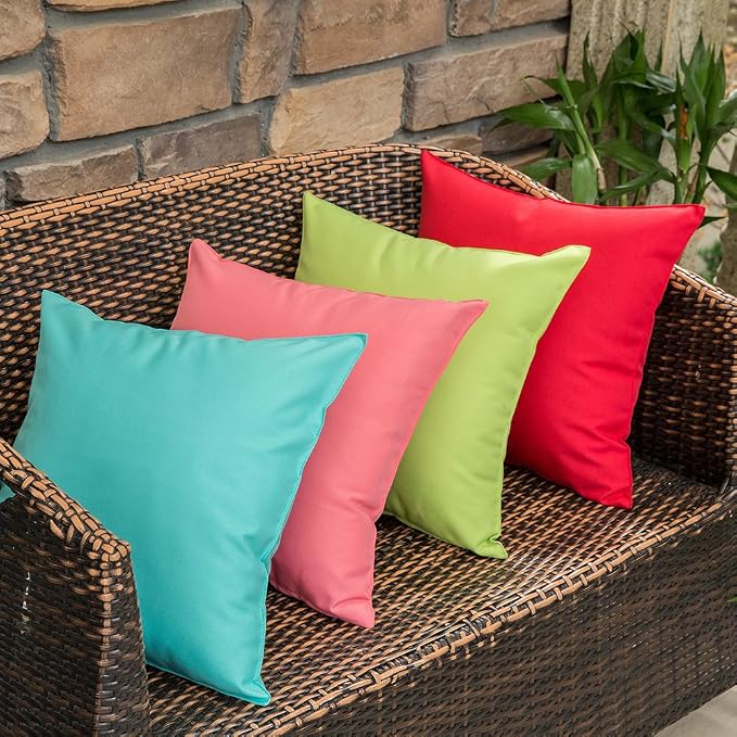 MIULEE Decorative Outdoor Waterproof Pillow Covers 18x18 Light Green | Decorative Patio Furniture,Pack of 2,Accent Square Soild Throw Pillow Covers,Summer Garden Tent Couch Sofa