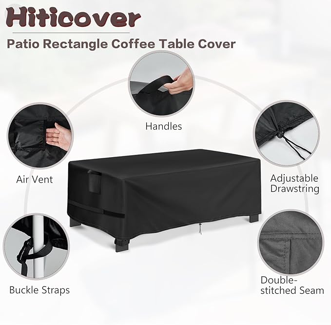 Outdoor Coffee Table Cover Rectangle, 36 Inch Waterproof Patio Rectangular Coffee Table Cover, Outdoor Small Furniture Covers for Winter, Rainproof Fade Resistant - 36 x 16 x 16 Inch