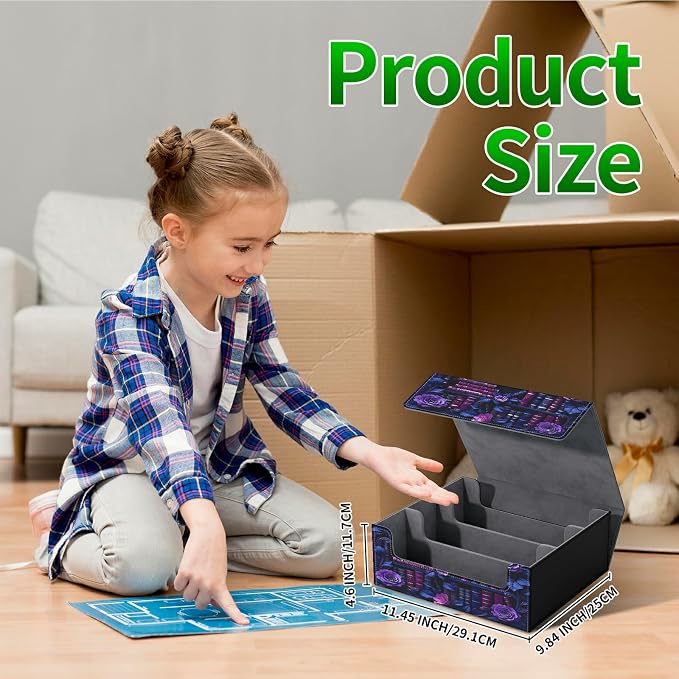 Large Card Deck Box for MTG, Fits 1200+ Sleeved Cards, PU Leather Storage Case with Strong Magnetic Closure, Multiple Colors for TCG CCG Baseball Card Collections, Purple Flower Books