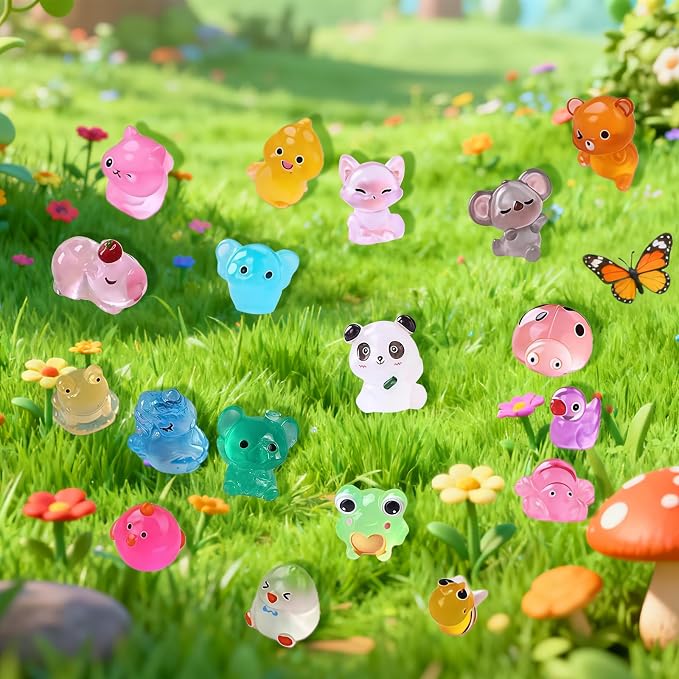 Mini Glow In The Dark Animal Resin Models, Resin Animals Mystery Bags, Individually Wrapped Blind Bags Tiny Animal Figurines, Collectible Mini Animals For Fairy Garden, DIY Crafts (50, animals)