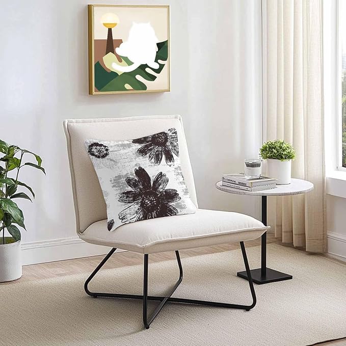 Vandarllin Outdoor Throw Pillows Covers 18x18 inch Set of 2 Waterproof Black Sunflower Decorative Zippered Cushion Covers for Patio Furniture, Floral Field Lumbar Pillowcases