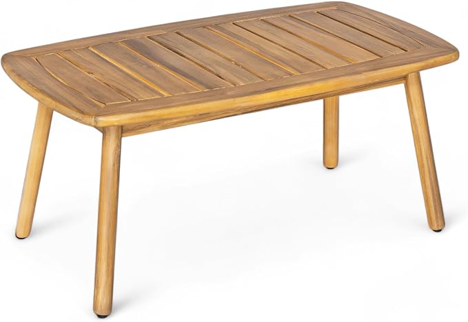 Merax 2 Piece Outdoor Conversation Set with Acacia Wood Coffee Table and Loveseat, Woven Rope Backrest Patio Seating Group, Patio Furniture Set for Porch, Garden, Backyard, Balcony, Light Teak Finish