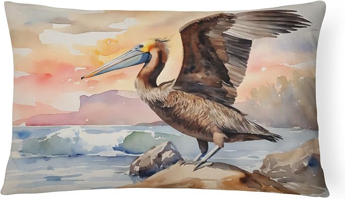 Caroline's Treasures DAC2857PW1216 Pelican Throw Pillow Machine Washable, Indoor Outdoor Decorative Pillow for Couch, Bed or Patio, 12HX16W