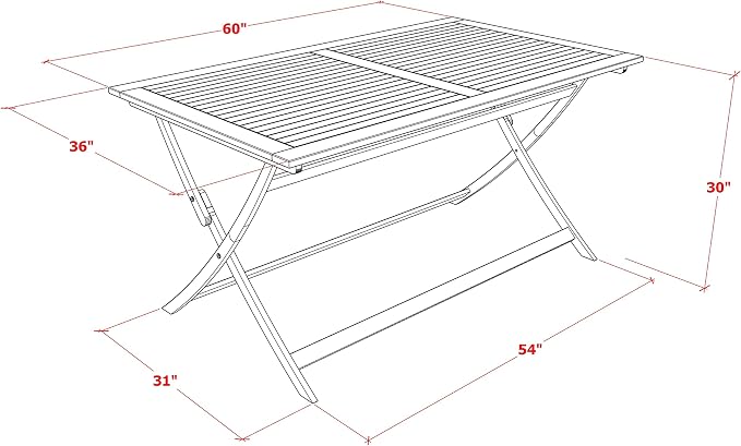 East West Furniture AEBS5CWNA 5 Piece Outdoor Patio Dining Sets Includes a Rectangle Acacia Wood Table and 4 Folding Side Chairs, 36x60 Inch, Natural Oil