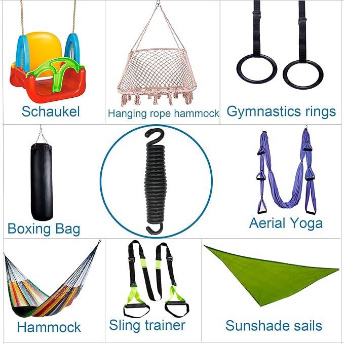 Hammock Chair Porch Swing Springs - Pack of 2 Black Spring 1600Lbs Heavy Duty Hanger Ceiling Mount Spring(Pack of 2)