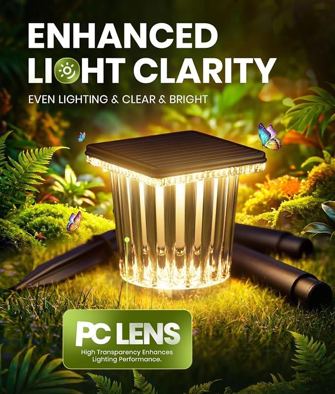 Upgraded Solar Lights Outdoor Waterproof 6 Pack, Adjustable Warm&Cool White, Pathway Lights Solar Powered Garden Decor Landscape Lighting Outside for Front Yard/Patio/Walkway/Driveway/Lawn/Path Light
