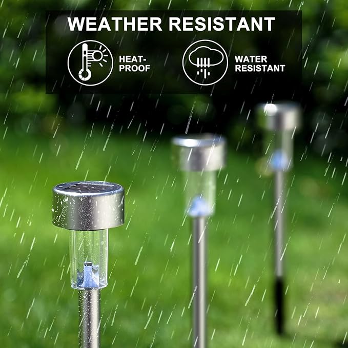 Dream Master Solar Lights Outdoor Waterproof, Stainless Steel LED Landscape Lighting, Solar Garden Lights, Outdoor Decorations for Yard, Pathway, Walkway, Patio, Lawn - 12 Pack(Warm White)
