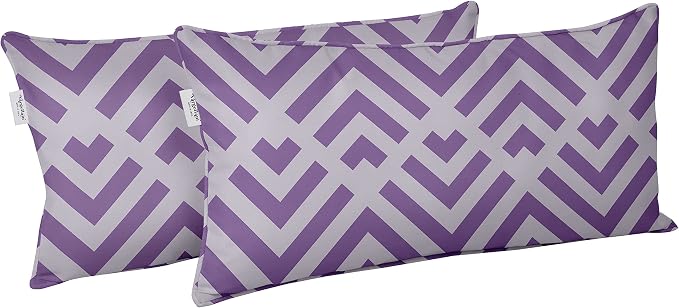 Indoor/Outdoor Polyester Fabric Lumbar Pillow Cover, All-Weather Waterproof Rectangular Cushion Case for Patio Furniture, 16 x 24 Set of 2 - Abstracts-45