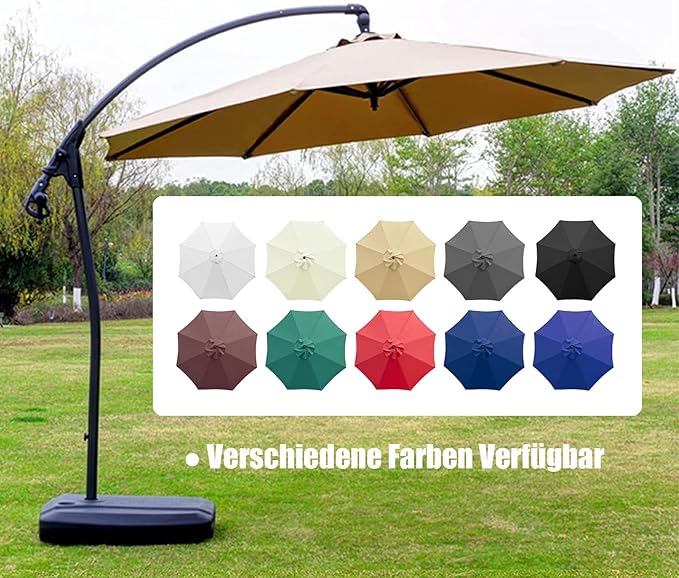 10ft 8 Ribs Patio Umbrella Canopy, Blue, UV30+, Water Repellent, Fade Resistant Polyester Fabric