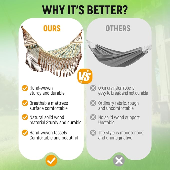 Portable Hammock,Bohemian Hammock,Rope Hammock,Suitable,Yard, Beach, Backyard,Garden (Khaki, 79 * 59)