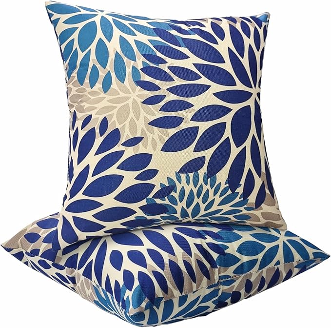 JMGBird Blue Throw Pillows with Inserts Included 18x18 Outdoor Pillows Waterproof