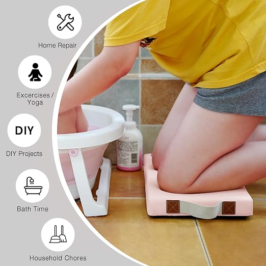 HappyPicnic Waterproof Garden Kneeling Pad, 2in Thick, Pink, 1 Pack | Soft High-density Foam knee support, with Handle, Easy to Clean, Non-slip, for Gardening, Yoga, Prayer, Housework, Exercise