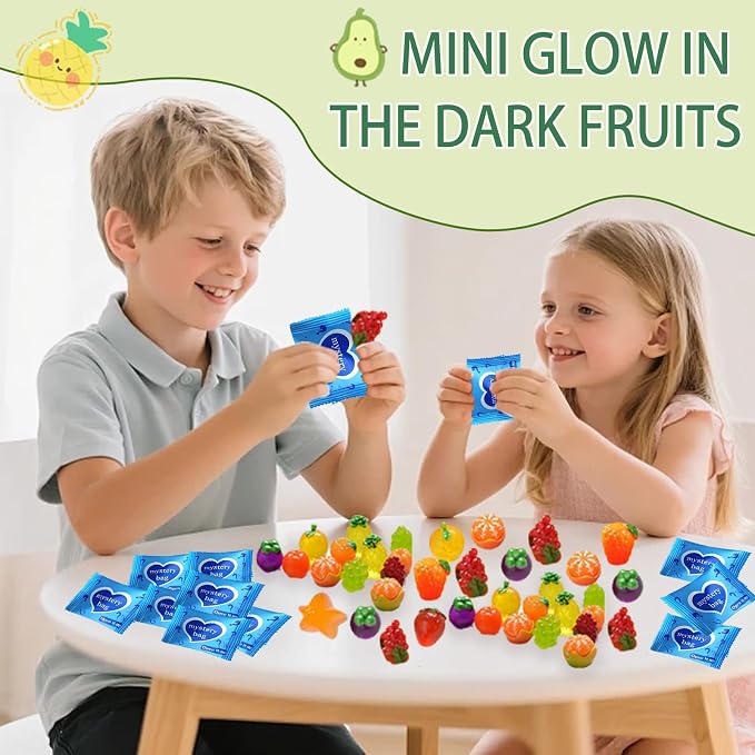 Mini Glow In The Dark Animal Resin Models, Resin Animals Mystery Bags, Individually Wrapped Blind Bags Tiny Animal Figurines, Collectible Mini Animals For Fairy Garden, DIY Crafts (50, Fruit)