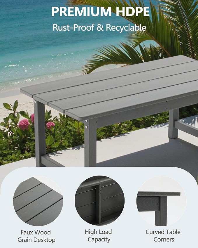 HDPE Outdoor Patio Furniture Set, 9-Piece Sofa Set with 4-Seat Couch, 2 Armchairs,Side Table & 2 Coffee Tables, Weatherproof Conversation Set with Cushions,for Garden, Porch & Backyard